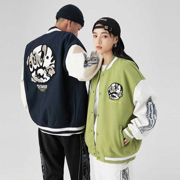american trendy baseball jersey men's spring and autumn couple loose fitting work jacket oversize versatile casual ijg5, White;black
american trendy baseball jersey men's spring and autumn couple loose fitting work jacket oversize versatile casual ijg5, White;black