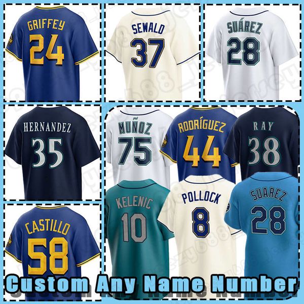 44 julio rodriguez seattle baseball jersey 24 ken griffey jr ichiro suzuki retro jarred kelenic eugenio suarez luis castillo paul sewald teo, Blue;black
44 julio rodriguez seattle baseball jersey 24 ken griffey jr ichiro suzuki retro jarred kelenic eugenio suarez luis castillo paul sewald teo, Blue;black