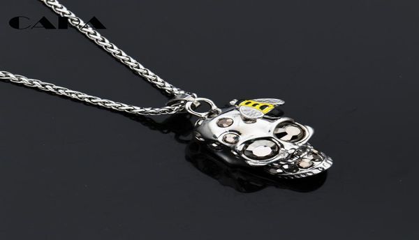 cara new hiphop skeleton pendant necklace cool silver color stainless steel paving stone bee skull necklaces for men cagf02987131260
cara new hiphop skeleton pendant necklace cool silver color stainless steel paving stone bee skull necklaces for men cagf02987131260