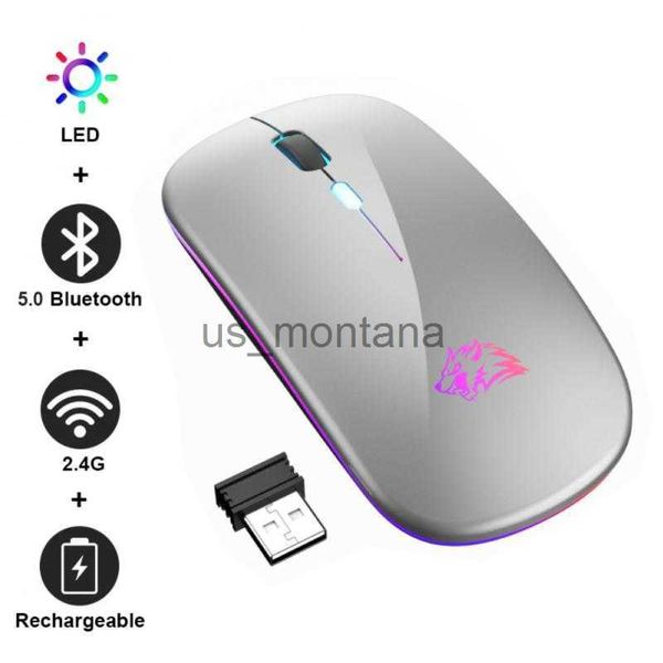 Image of Mice RYRA 24G Bluetooth 50 Wireless Mouse RGB 3Mode Rechargeable Silent Mause Backlit Ergonomic Gaming Mouse For Laptop PC Office J230606