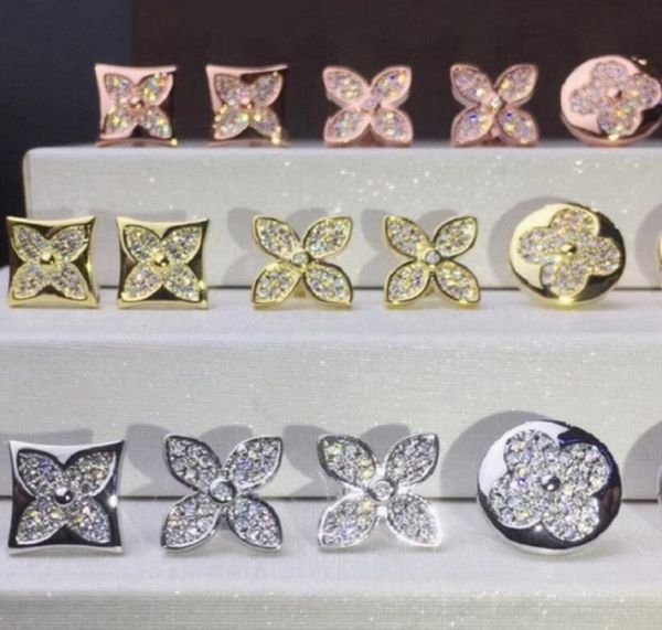womens designer stud earrings fashion fourleaf clover earrings 18k gold square round full diamond earring jewelry6890401, Golden;silver
womens designer stud earrings fashion fourleaf clover earrings 18k gold square round full diamond earring jewelry6890401, Golden;silver
