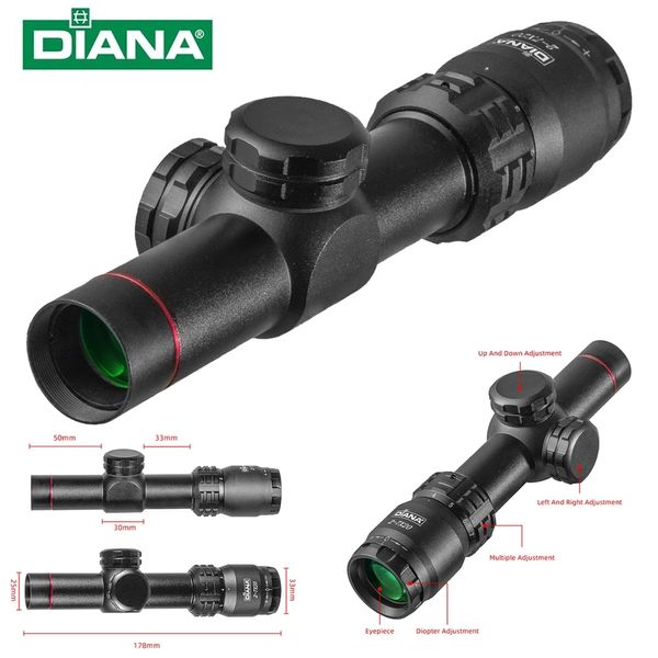 Image of DIANA 2-7x20 HD Riflescope Mil Dot Reticle Sight Rifle Scope Sniper Hunting Scopes Tactical Rifle Scope Airsoft Air Guns Pocket