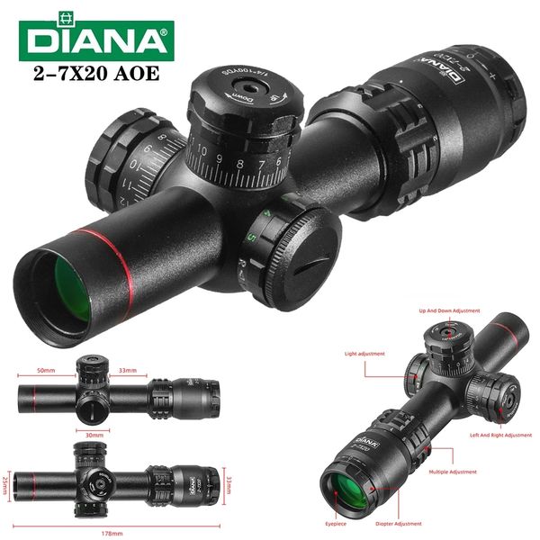 Image of DIANA 2-7X20 Tactics Hunting Optical sight Air Rifle Scope Green red dot light Sniper Gear Spotting scope for rifle hunting