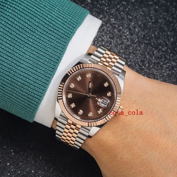 new 126331 41mm chocolate diamond dial with two tone jubilee watch t movement 904l automatic mens bracelet waterproof men's watches, Slivery;brown
new 126331 41mm chocolate diamond dial with two tone jubilee watch t movement 904l automatic mens bracelet waterproof men's watches, Slivery;brown