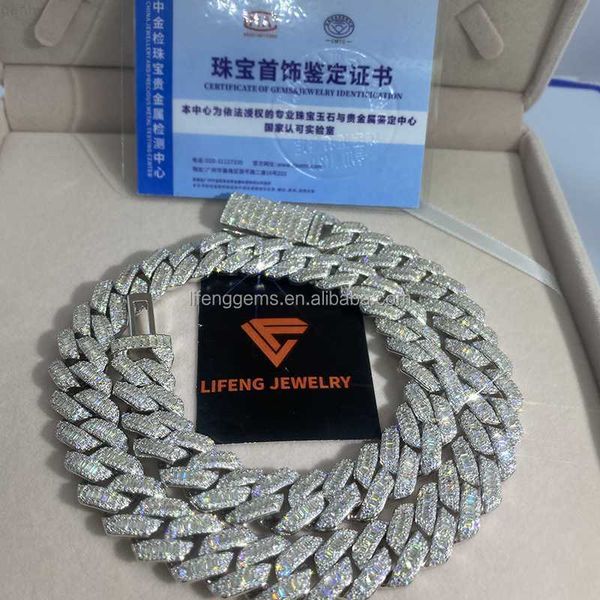 vvs moissanite hip hop diamond 15mm width iced out 925 white gold plated cuban link chain necklace with baguette, Silver
vvs moissanite hip hop diamond 15mm width iced out 925 white gold plated cuban link chain necklace with baguette, Silver