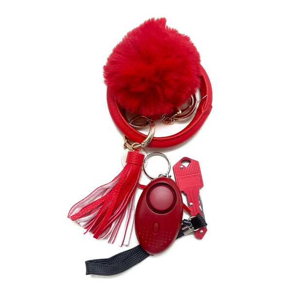 red 8 coloe explosive 4-piece self-defense keychain alarm leather wrist strap hairball knife women's self-defense keychain, Silver
red 8 coloe explosive 4-piece self-defense keychain alarm leather wrist strap hairball knife women's self-defense keychain, Silver