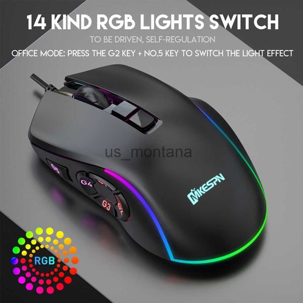 Image of Mice Gaming Mouse Computer Mouse Gamer 7200DPI 10 Buttons 7 Colors Ergonomic Pro PC Mice RGB Wired Mouse For Laptop PC Games J230606