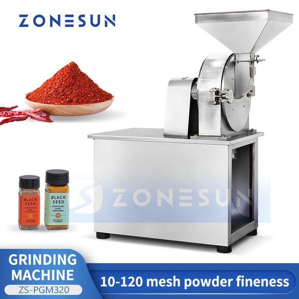 Image of ZONESUN Chili Powder Grinder Ultra Fine Powder Grinding Machine Chili Mirchi Making Equipment ZS-PGM320