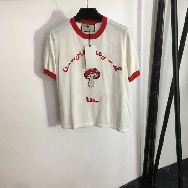 23ss womens designer clothing womens knits mushroom embroidery monogram short-sleeved sweater womens clothes, White
23ss womens designer clothing womens knits mushroom embroidery monogram short-sleeved sweater womens clothes, White