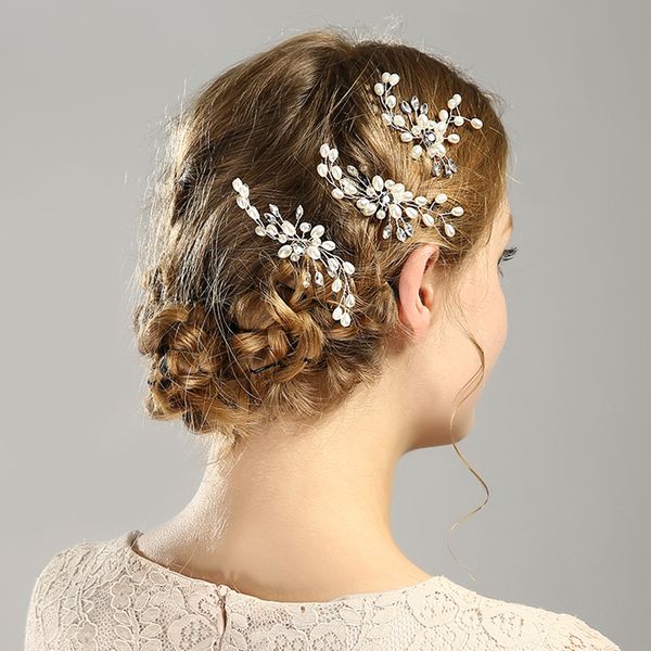bridal hair accessories female headwear versatile elegant pan hair pin u-shaped clip exquisite rhinestone pearl head card fc-0003-b, Silver
bridal hair accessories female headwear versatile elegant pan hair pin u-shaped clip exquisite rhinestone pearl head card fc-0003-b, Silver