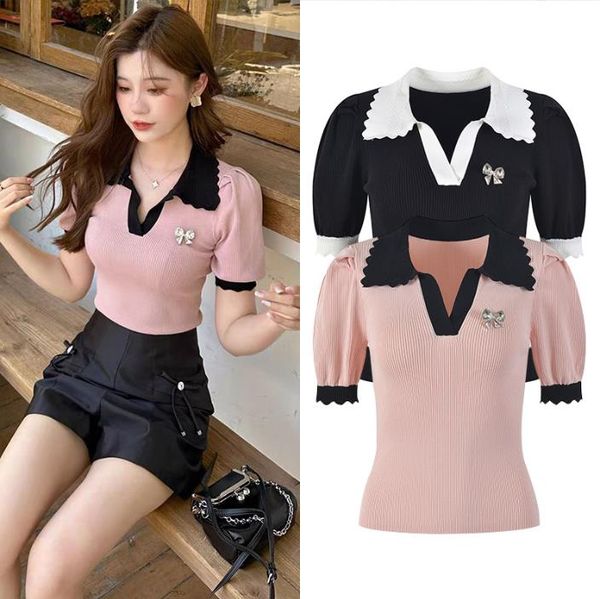 601 l 2023 summer sweaters women's pullover sweater striped lapel neck short sleeve brand same style women's yl, White;black
601 l 2023 summer sweaters women's pullover sweater striped lapel neck short sleeve brand same style women's yl, White;black