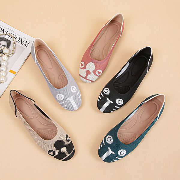 2023 new womens cartoon flat shoes rubber soles non slip breathable knitted comfortable beautiful walking shoes, Black
2023 new womens cartoon flat shoes rubber soles non slip breathable knitted comfortable beautiful walking shoes, Black