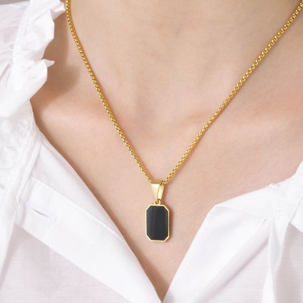 women's pendant necklace personalized and trendy stainless steel square pendant necklace with droplet design pearl-shaped chain jewelry, Silver
women's pendant necklace personalized and trendy stainless steel square pendant necklace with droplet design pearl-shaped chain jewelry, Silver