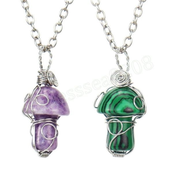 diy natural crystal stone handmade wire wrapped healing mushroom necklace for women men healing crystal mushroom chains necklace, Silver
diy natural crystal stone handmade wire wrapped healing mushroom necklace for women men healing crystal mushroom chains necklace, Silver