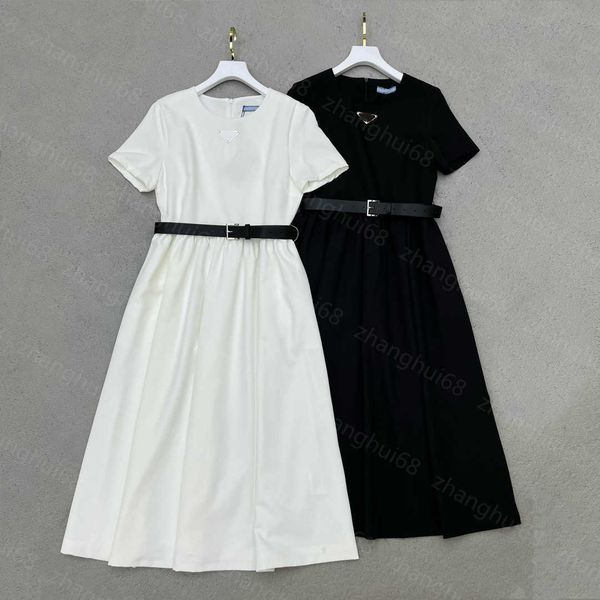 23ss womens designer clothing summer dresses women dress the chest triangle is embellished with a belted crew neck short-sleeved dress women, Black;gray
23ss womens designer clothing summer dresses women dress the chest triangle is embellished with a belted crew neck short-sleeved dress women, Black;gray