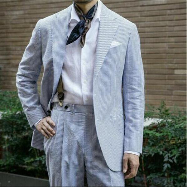 blue striped seersucker men's suits summer leisure beach jackets formal tuxedos, Black;gray
blue striped seersucker men's suits summer leisure beach jackets formal tuxedos, Black;gray
