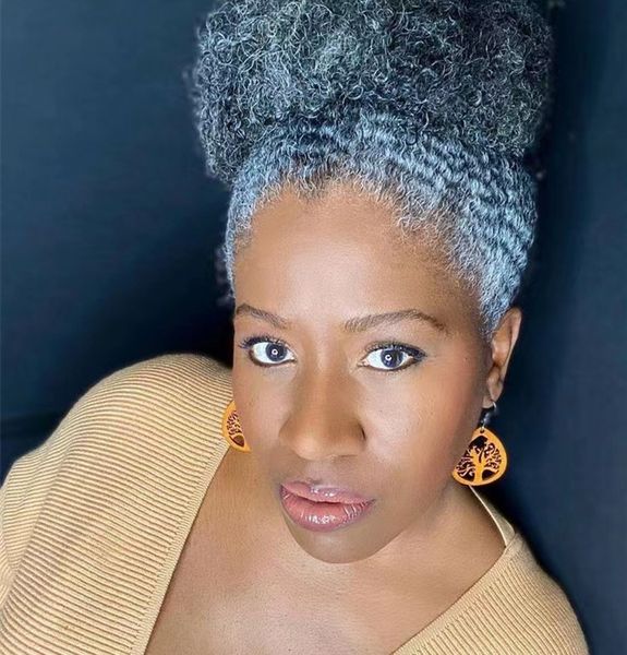 short gray ponytail updo chignon hairpiece 120g scrunchie grey hair piece salt and pepper silver grey human hair clip on hair extension pony, Black 
short gray ponytail updo chignon hairpiece 120g scrunchie grey hair piece salt and pepper silver grey human hair clip on hair extension pony, Black