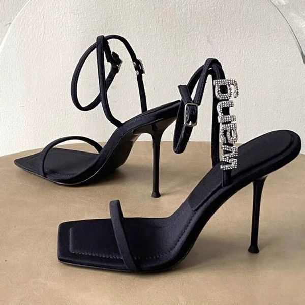 2023 with thin heel sandals female cross over rhinestone letter open toe square head high heel shoes female luxury a wang webbing size eu35-, Black
2023 with thin heel sandals female cross over rhinestone letter open toe square head high heel shoes female luxury a wang webbing size eu35-, Black