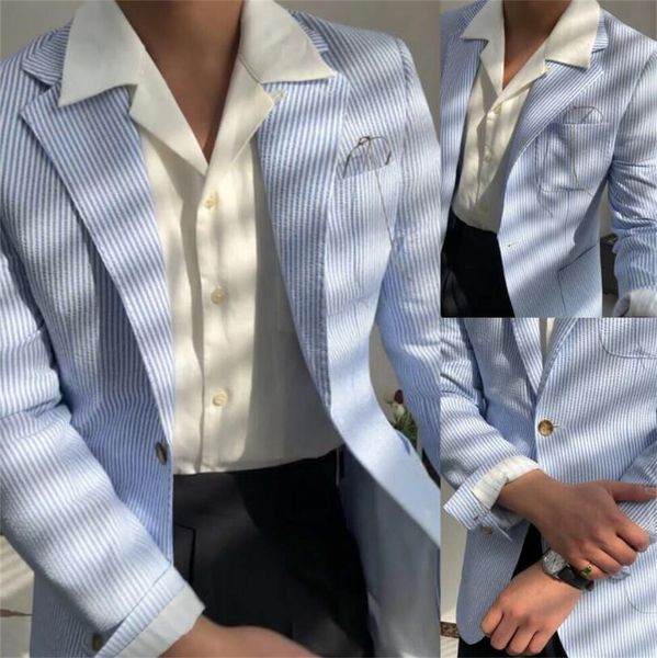 summer blue seersucker men's suit slim fit groom business tuxedos british 2pcs, Black;gray
summer blue seersucker men's suit slim fit groom business tuxedos british 2pcs, Black;gray