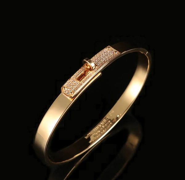 fashion 18k rose gold plated half diamond lock kelly bracelet platinum starry european and american ins open couple bracelet3390612, Golden;silver 
fashion 18k rose gold plated half diamond lock kelly bracelet platinum starry european and american ins open couple bracelet3390612, Golden;silver