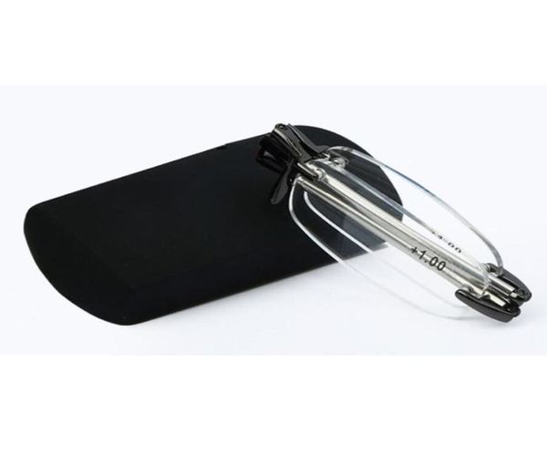folding rimless reading glasses portable foldable eyeglasses case pocket women men eyewear black frameless eye reader 1040 st6593394
folding rimless reading glasses portable foldable eyeglasses case pocket women men eyewear black frameless eye reader 1040 st6593394