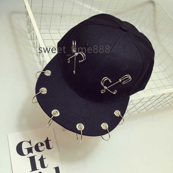 street punk style men's baseball cap version women's spring and autumn hip hop trend ring iron ring pin flat edge hat, Blue;gray
street punk style men's baseball cap version women's spring and autumn hip hop trend ring iron ring pin flat edge hat, Blue;gray