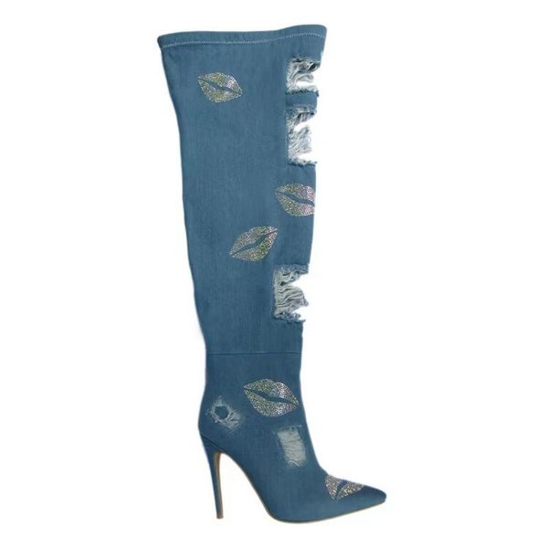 womens over the knee boot denim pointed toe long boots woman stilettos high heels ladies autumn hollow out shoes 44, Black
womens over the knee boot denim pointed toe long boots woman stilettos high heels ladies autumn hollow out shoes 44, Black