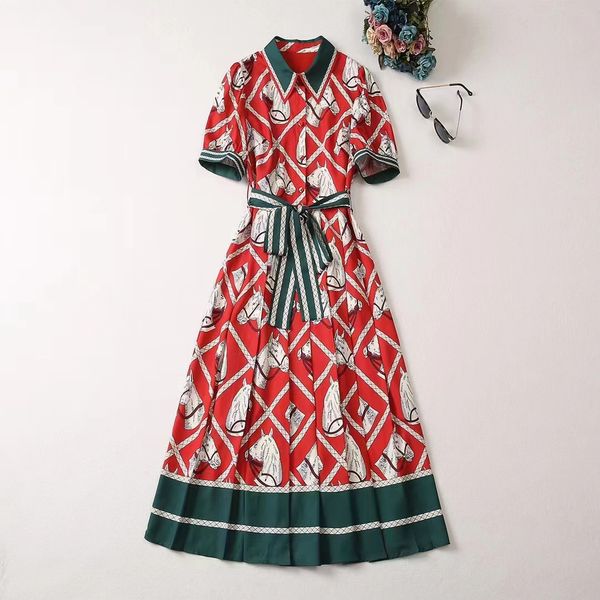 european and american women's clothes 2023 summer new short sleeve lapel red horse print fashion belt pleated dress xxl, Black;gray
european and american women's clothes 2023 summer new short sleeve lapel red horse print fashion belt pleated dress xxl, Black;gray