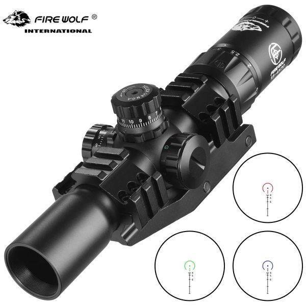 Image of FIRE WOLF 1.5-4X30 Hunting Tactical Optical Rifle Scope with Red Green Illuminated Cross Turret lock Scope Range Airsoft Mirror