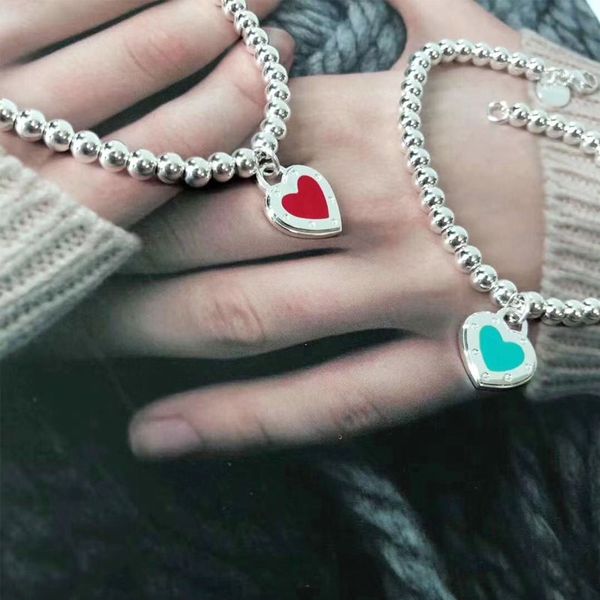 925 silver heart beaded bracelet women couple love round ball strands chain gifts for girlfriend lady hand designer jewelry luxury brand log, Black
925 silver heart beaded bracelet women couple love round ball strands chain gifts for girlfriend lady hand designer jewelry luxury brand log, Black