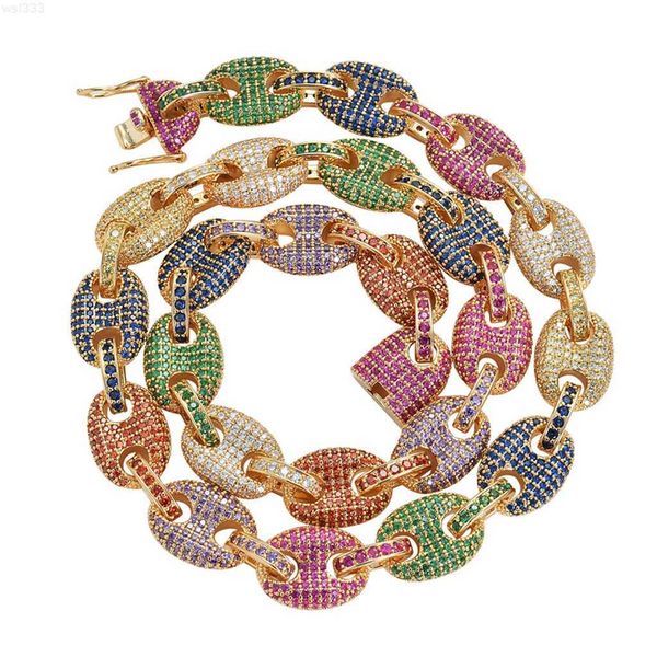 12mm rainbow iced out color diamond cuban link chain choker necklace for men women, Silver
12mm rainbow iced out color diamond cuban link chain choker necklace for men women, Silver