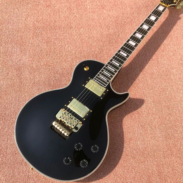 custom shop, black lp custom electric guitar, gold hardware, floyd tremolo system, ing
custom shop, black lp custom electric guitar, gold hardware, floyd tremolo system, ing