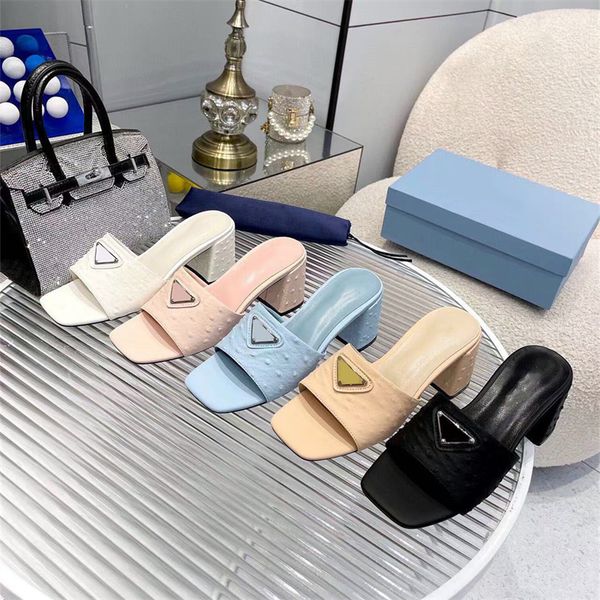 fashion leather women's high-heeled slippers summer luxury designer triangle badge chunky heel sandals banquet shoes l flat soft tow bo, Black
fashion leather women's high-heeled slippers summer luxury designer triangle badge chunky heel sandals banquet shoes l flat soft tow bo, Black