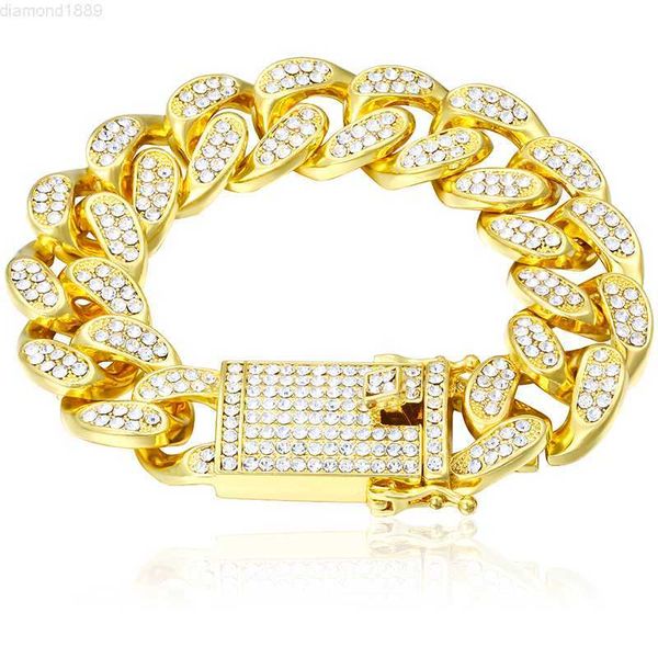 drop shipping pulsera luxury 18k gold plated ankle bracelet iced out zircon crystal 19mm thick cuban link bracelet, Silver
drop shipping pulsera luxury 18k gold plated ankle bracelet iced out zircon crystal 19mm thick cuban link bracelet, Silver