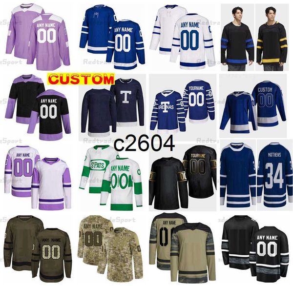 c2604 custom reverse retro hockey jerseys matthews marner rielly nylander tavares camo fights cancer reversible st patricks day bunting gior, Black
c2604 custom reverse retro hockey jerseys matthews marner rielly nylander tavares camo fights cancer reversible st patricks day bunting gior, Black