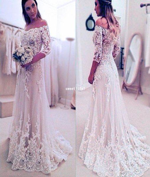 2019 rustic country style wedding dresses off the shoulder 34 long sleeve a line lace appliques garden boho bridal gown custom ma9122678, White
2019 rustic country style wedding dresses off the shoulder 34 long sleeve a line lace appliques garden boho bridal gown custom ma9122678, White