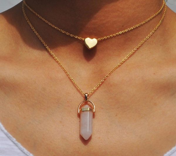 natural stones heart necklace fashion crystal quartz chakra bullet hexagonal prism point healing pendant necklaces double layer go9381997, Silver
natural stones heart necklace fashion crystal quartz chakra bullet hexagonal prism point healing pendant necklaces double layer go9381997, Silver