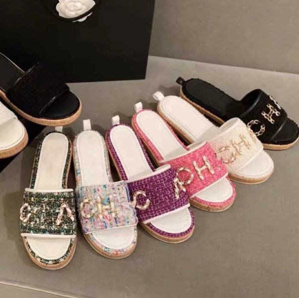 35-41 sizes women tweed leather straw woven slides sandals slip on wedge flats fashion beach mule brand flip flops casual slides shoes platf, Black
35-41 sizes women tweed leather straw woven slides sandals slip on wedge flats fashion beach mule brand flip flops casual slides shoes platf, Black