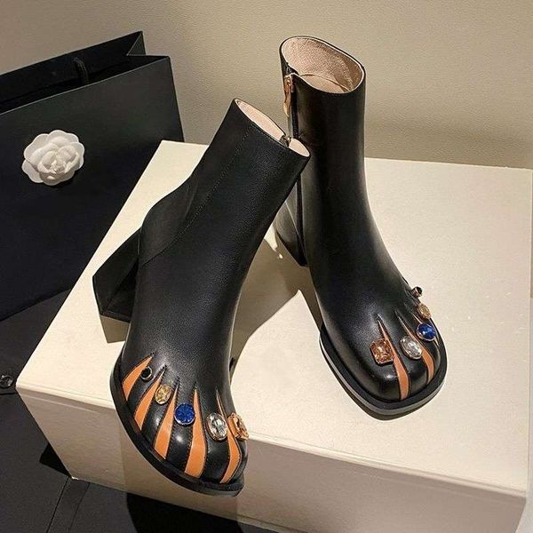 designer boots short boots explosive street single shoes sweet and cool thick soled martin boots raised water diamond rivet short boots, Black
designer boots short boots explosive street single shoes sweet and cool thick soled martin boots raised water diamond rivet short boots, Black