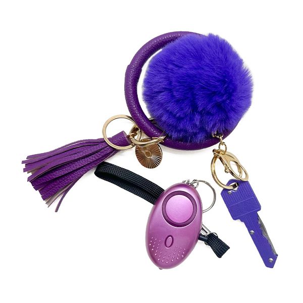 purple 8 coloe explosive 4-piece self-defense keychain alarm leather wrist strap hairball knife women's self-defense keychain, Silver
purple 8 coloe explosive 4-piece self-defense keychain alarm leather wrist strap hairball knife women's self-defense keychain, Silver