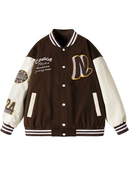 design ruike custom chenille patches varsity jacket baggy mens baseball jackets side stripe letterman jackets uxo, Black;brown
design ruike custom chenille patches varsity jacket baggy mens baseball jackets side stripe letterman jackets uxo, Black;brown