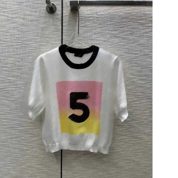 23ss womens knits womens designer clothing round neck color contrast number 5 hollow double c knitted short sleeve womens clothes a1, White
23ss womens knits womens designer clothing round neck color contrast number 5 hollow double c knitted short sleeve womens clothes a1, White