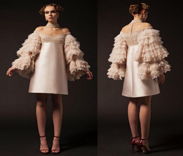 2019 krikor jabotian short prom dresses off the shoulder knee length long sleeve cocktail party gowns tiered lace beads evening dr1115429, Black
2019 krikor jabotian short prom dresses off the shoulder knee length long sleeve cocktail party gowns tiered lace beads evening dr1115429, Black