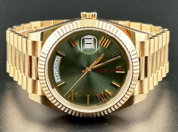 new 40mm 18k rose gold men's watch green roman dial box papers watch movement 904l automatic mens bracelet waterproof men's watche, Slivery;brown
new 40mm 18k rose gold men's watch green roman dial box papers watch movement 904l automatic mens bracelet waterproof men's watche, Slivery;brown