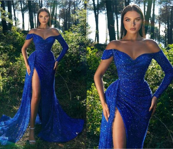 royal blue mermaid prom dresses off shoulder sequined long sleeves draped high side split sweep train formal evening party go8941082, Black
royal blue mermaid prom dresses off shoulder sequined long sleeves draped high side split sweep train formal evening party go8941082, Black