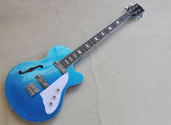 5 strings metal blue semi hollow electric bass guitar with 22 frets rosewood fretboard customizable
5 strings metal blue semi hollow electric bass guitar with 22 frets rosewood fretboard customizable