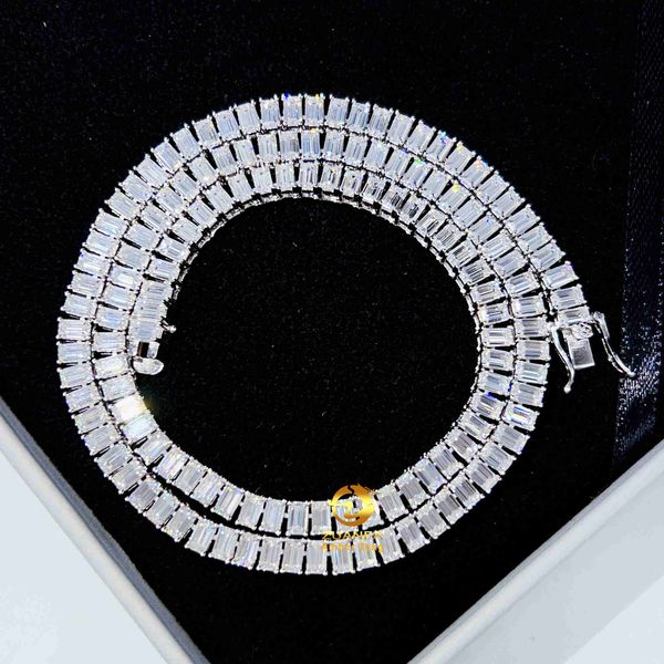 2023 emerald cut 3x5mm bling hip hop jewelry vvs lab diamond s925 sterling silver moissanite chain tennis necklace