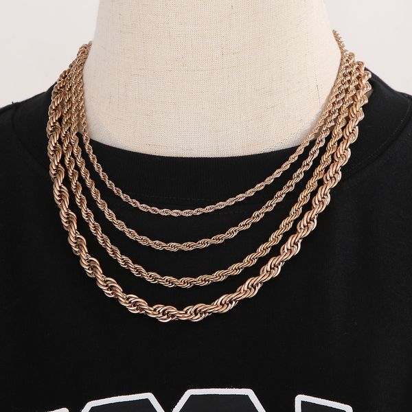 2/3/4/5/6/7/8mm men women fashion rose gold twist rope chain necklaces hiphop stainless steel waterproof chains choker necklace jewelry, Silver
2/3/4/5/6/7/8mm men women fashion rose gold twist rope chain necklaces hiphop stainless steel waterproof chains choker necklace jewelry, Silver