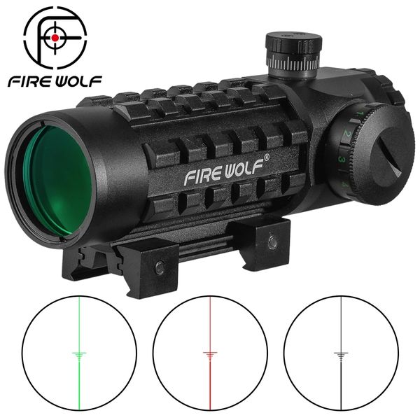 Image of FIRE WOLF 3X28 Tactical Hunting Optical Rifle Scope Green Red Dot Cross Scope Universal 11/20mm Railway Rifle Holographic Scope