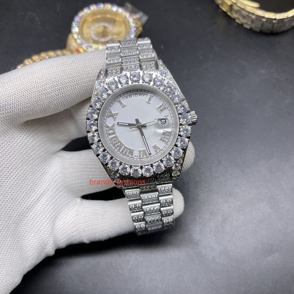 silver men's watches iced out cz diamonds stainless steel strap white dial watch hip hop rap style diamond automatic watches, Slivery;brown
silver men's watches iced out cz diamonds stainless steel strap white dial watch hip hop rap style diamond automatic watches, Slivery;brown